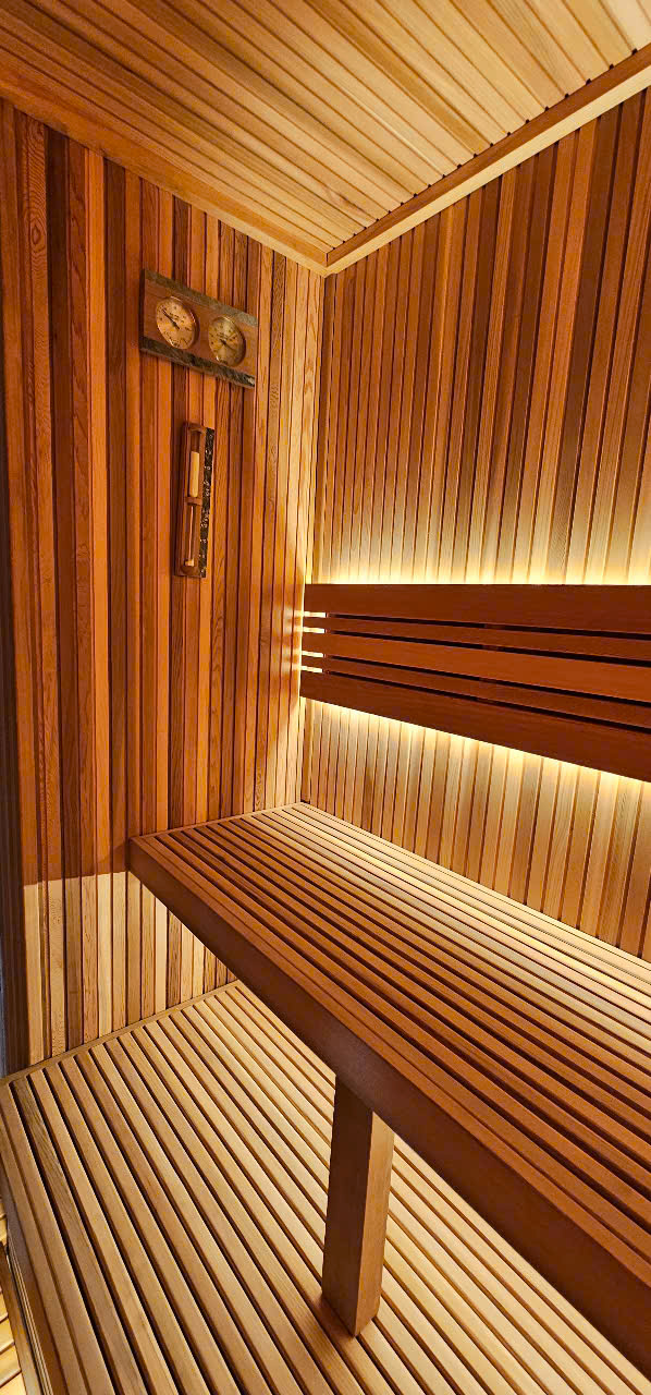 Dự Án Thi Công Cụm Phòng Xông Hơi Biệt Thự Ven Biển Tại Vân Đồn, Quảng Ninh | Helios Sauna 3 Máy xông khô SAWO Phần Lan nhập khẩu lắp đặt tại biệt thự Chị Thùy Vân Đồn